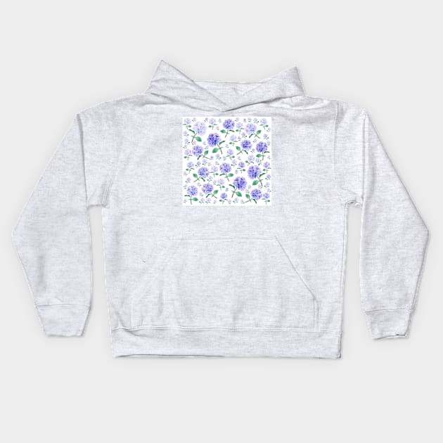 purple blue hydrangea pattern Kids Hoodie by colorandcolor